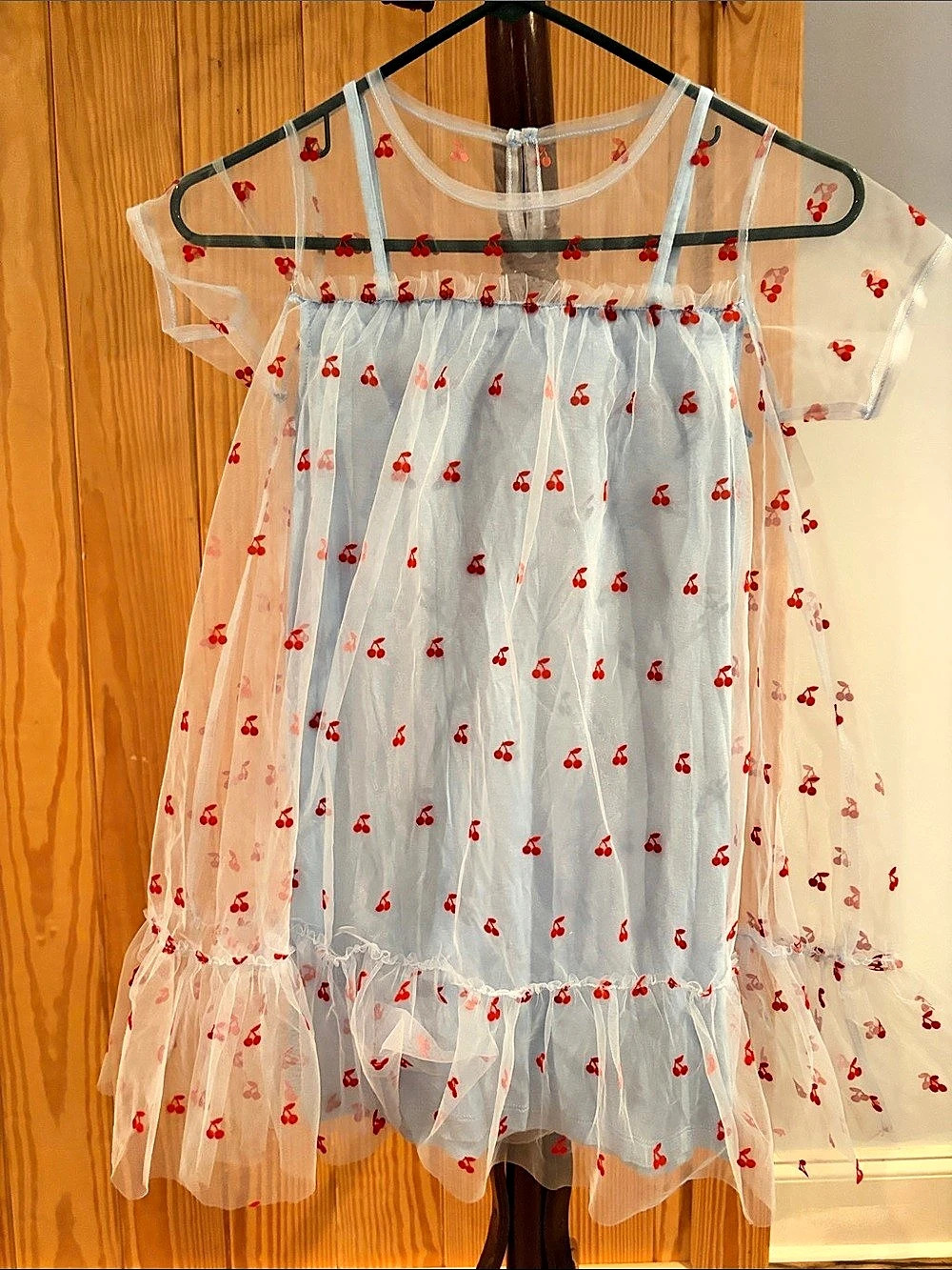 Rockets of Awesome Girls Cherry Print Mesh Dress Size 8 NWT